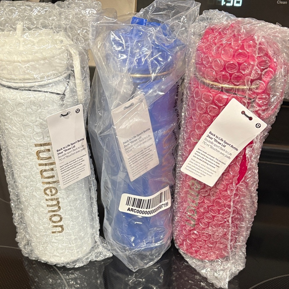 Lululemon Athletica Sport Bottles - White, Blue, Pink